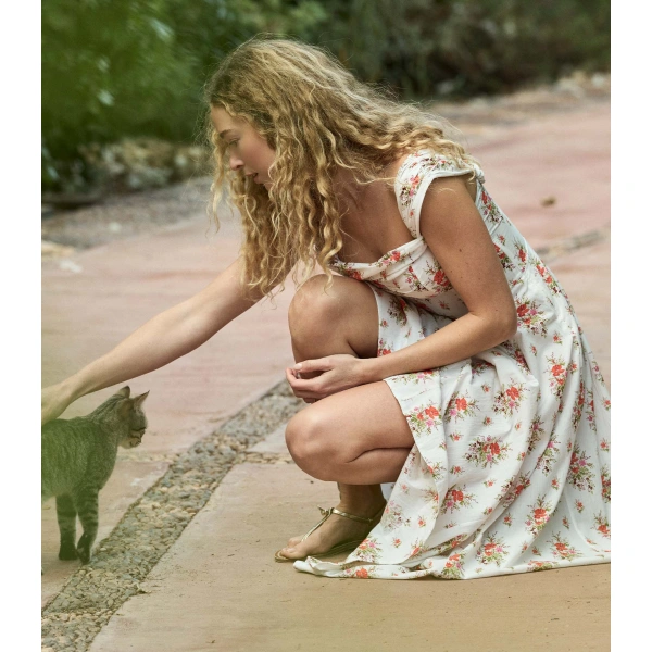 Doen Clea Dress in Rose Petit Bouquet de Chamonix | Midi Dresses | Coveti, view 3
