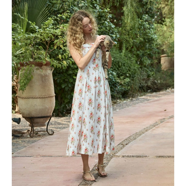 Doen Clea Dress in Rose Petit Bouquet de Chamonix | Midi Dresses | Coveti, view 4