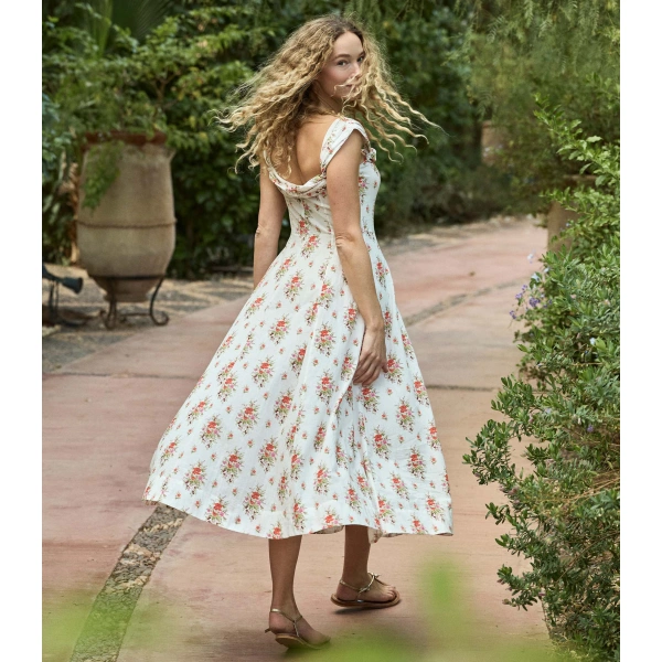 Doen Clea Dress in Rose Petit Bouquet de Chamonix | Midi Dresses | Coveti, view 5