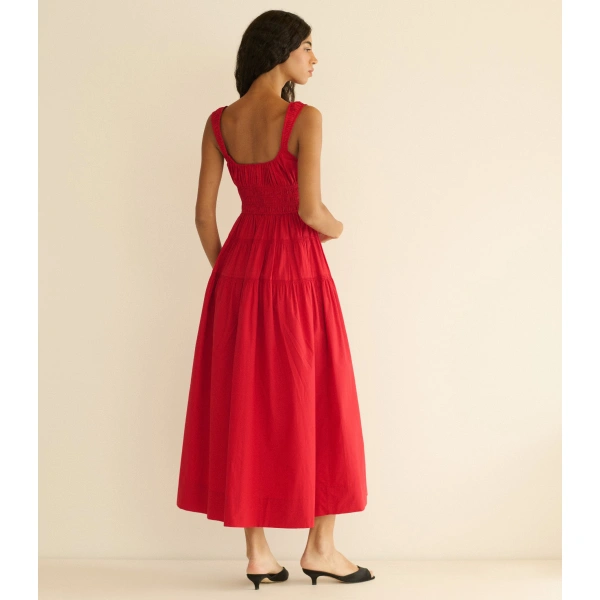 Doen Clover Dress in Deep Tomato | Midi Dresses | Coveti, view 6