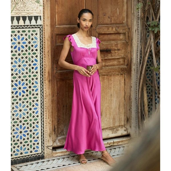Doen Corina Dress in Magenta | Midi Dresses | Coveti, view 4