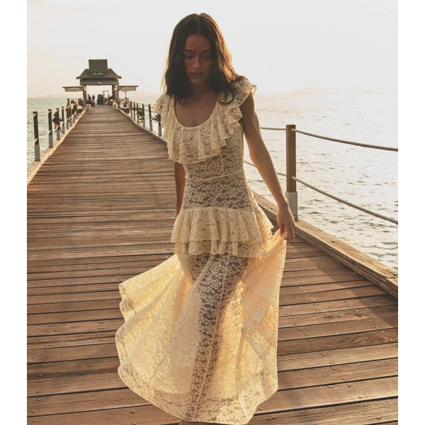 Doen Costine Dress in Vanilla | Maxi Dresses | Coveti, view 2
