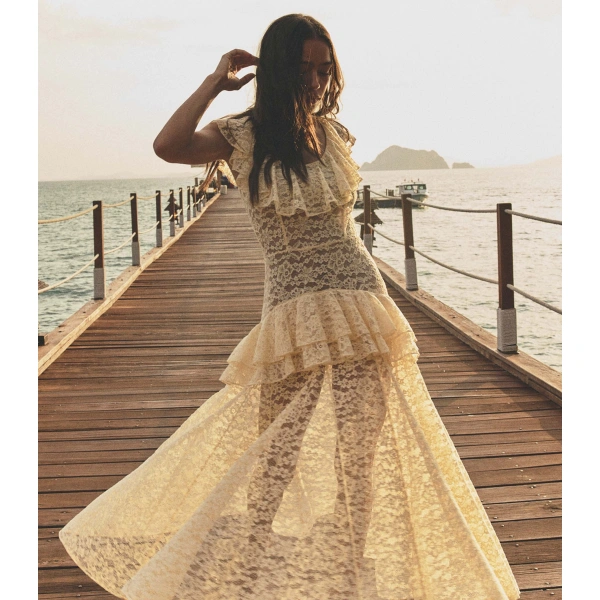Doen Costine Dress in Vanilla | Maxi Dresses | Coveti, view 3