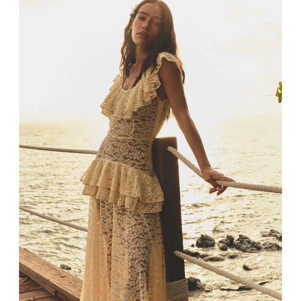 Doen Costine Dress in Vanilla | Maxi Dresses | Coveti, view 4
