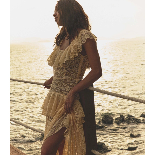 Doen Costine Dress in Vanilla | Maxi Dresses | Coveti, view 5