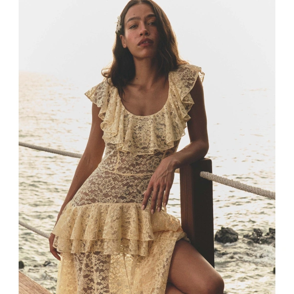 Doen Costine Dress in Vanilla | Maxi Dresses | Coveti, view 6
