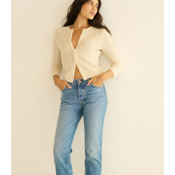 Doen Danae Cashmere Cable Cardigan in Dogwood | Cardigans | Coveti, view 2