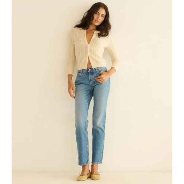 Doen Danae Cashmere Cable Cardigan in Dogwood | Cardigans | Coveti, view 3