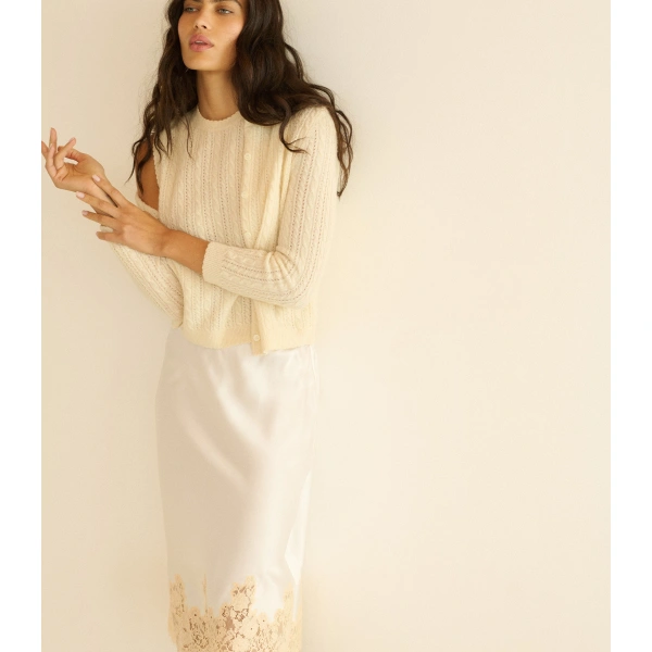 Doen Danae Cashmere Cable Cardigan in Dogwood | Cardigans | Coveti, view 5