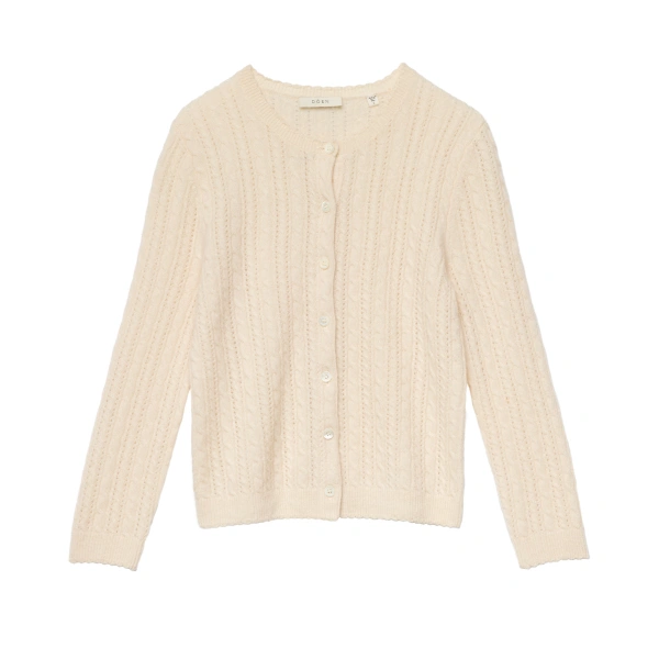 Doen Danae Cashmere Cable Cardigan in Dogwood | Cardigans | Coveti