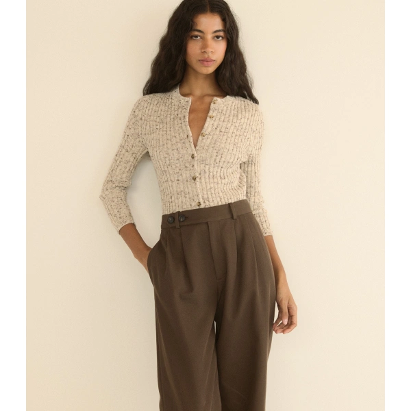 Doen Danae Rib Cardigan in Sabbia Melange | Cardigans | Coveti, view 4