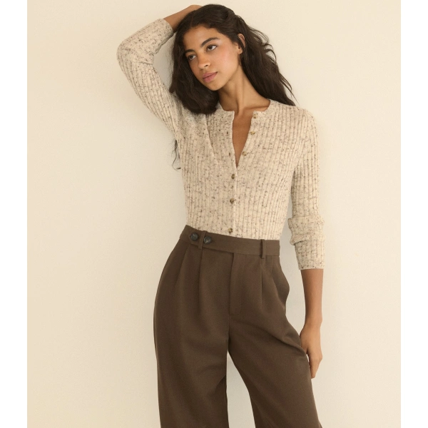 Doen Danae Rib Cardigan in Sabbia Melange | Cardigans | Coveti, view 5