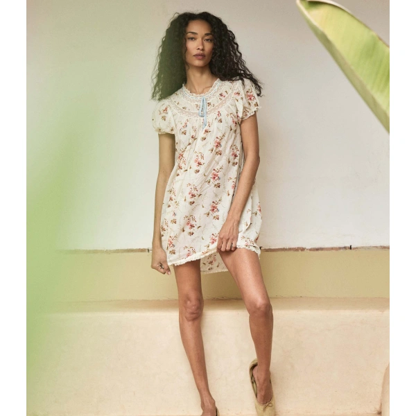 Doen Daphne Dress in Blanc Prairie Rose | Mini Dresses | Coveti, view 3