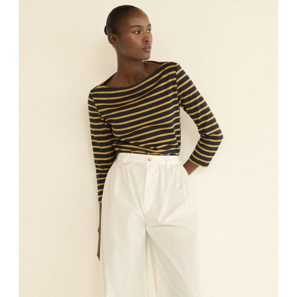Doen Donnie Tee in Navy Breton Stripe | T-Shirts | Coveti, view 2