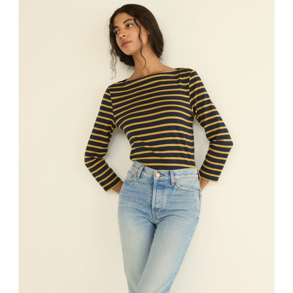 Doen Donnie Tee in Navy Breton Stripe | T-Shirts | Coveti, view 6