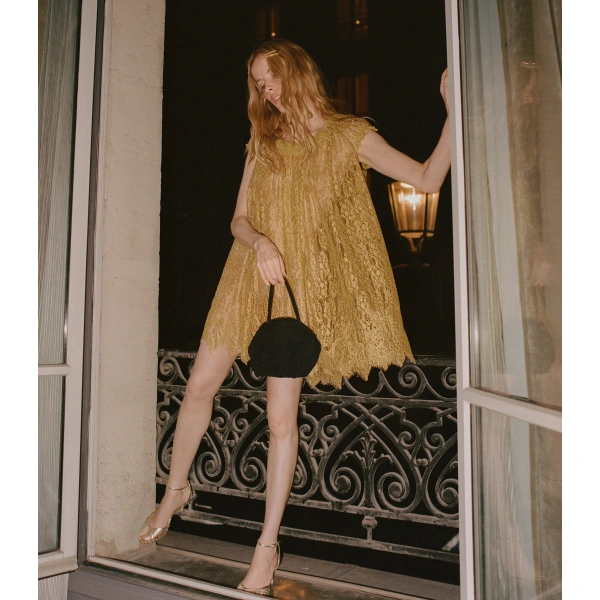 Doen Edie Dress in Antique Gold | Mini Dresses | Coveti, view 5