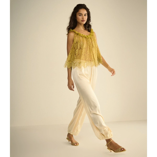 Doen Elane Top in Antique Gold | Lace Tops | Coveti, view 4