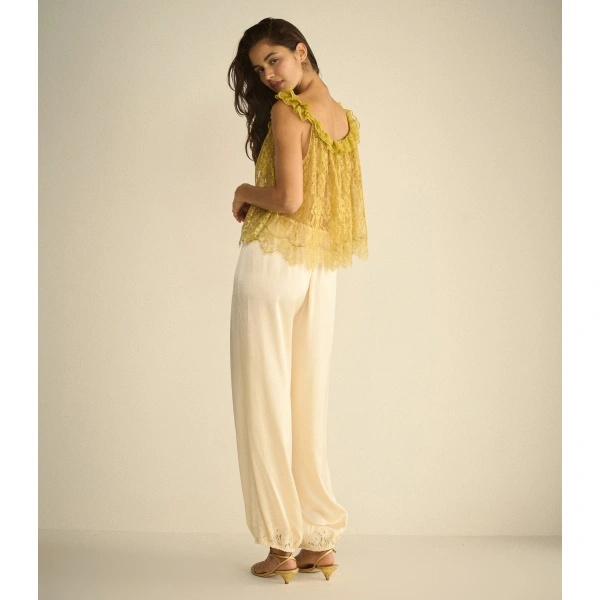 Doen Elane Top in Antique Gold | Lace Tops | Coveti, view 5