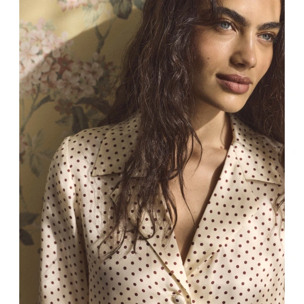 Doen Elene Top in Crème Portia Dot | Blouses | Coveti, view 3
