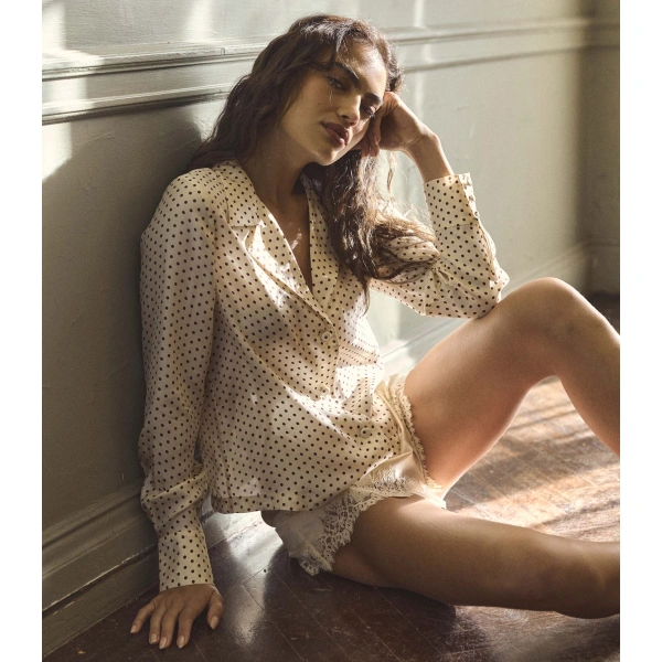 Doen Elene Top in Crème Portia Dot | Blouses | Coveti, view 5