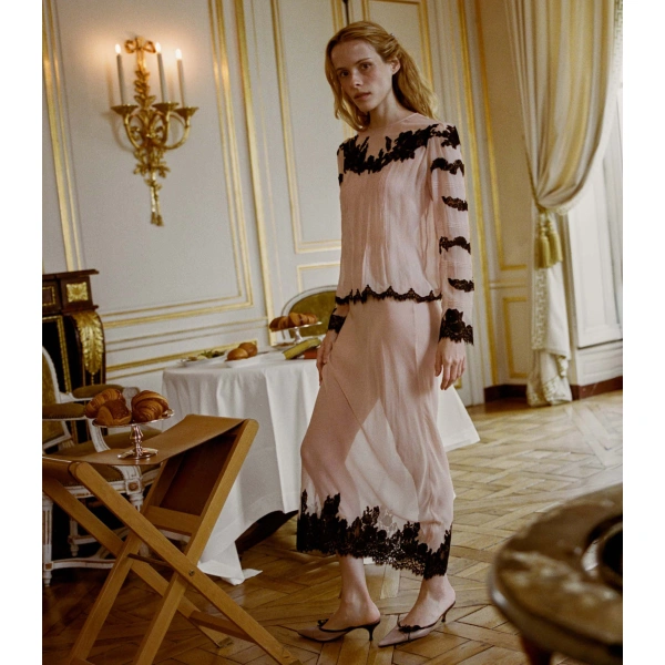Doen Elowen Anniversary Skirt in Soft Peach | Midi Skirts | Coveti, view 4