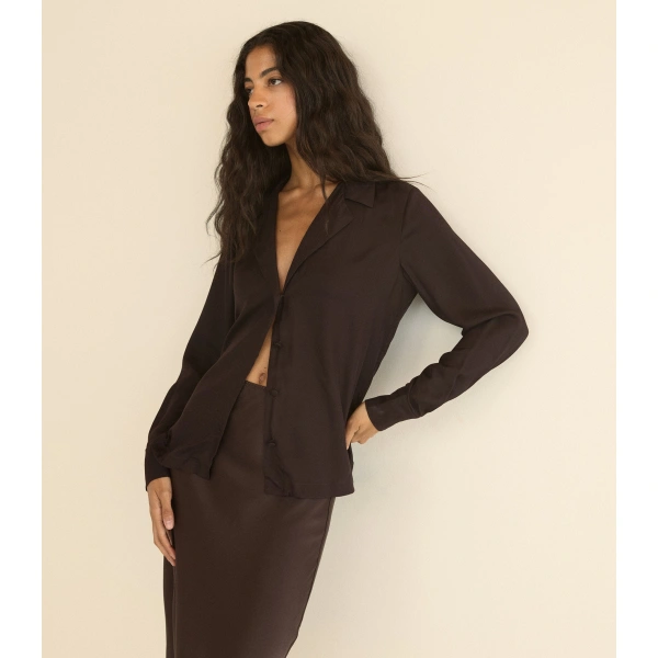 Doen Elowen Skirt in Equestrian Brown with Cream Lace | Midi Skirts | Coveti, view 4