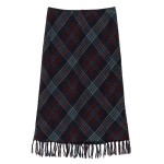 Doen Elowette Knotted Fringe Skirt in Willoughby Plaid | Midi Skirts | Coveti