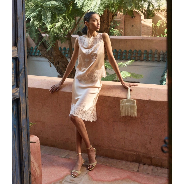 Doen Elowette Skirt in Peach Sorbet | Midi Skirts | Coveti, view 2