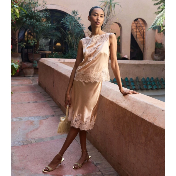 Doen Elowette Skirt in Peach Sorbet | Midi Skirts | Coveti, view 3