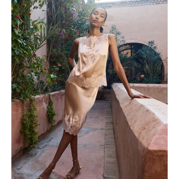 Doen Elowette Skirt in Peach Sorbet | Midi Skirts | Coveti, view 5
