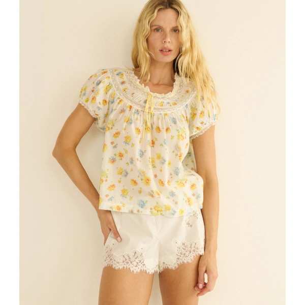 Doen Emile Top in Dahlia Floral | Blouses | Coveti, view 2