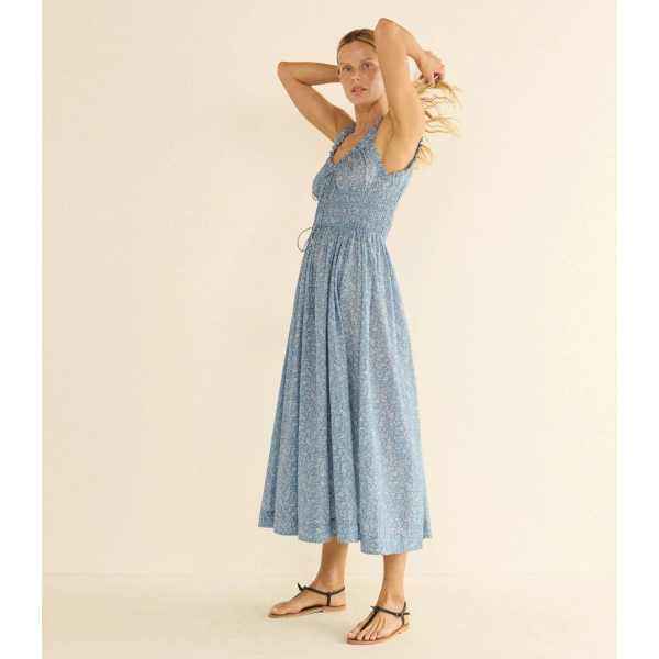 Doen Emmaretta Dress in Blue Garden Bloom | Midi Dresses | Coveti, view 2