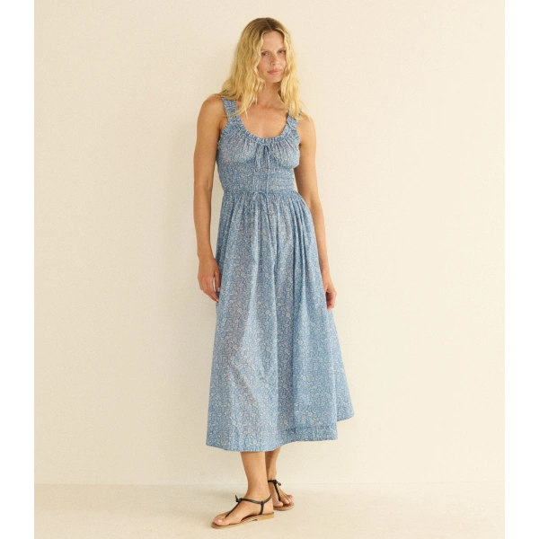 Doen Emmaretta Dress in Blue Garden Bloom | Midi Dresses | Coveti, view 3