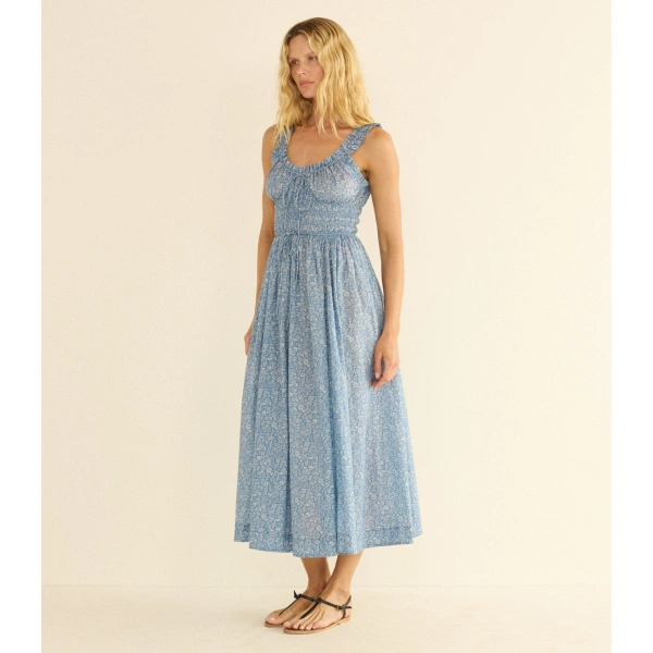 Doen Emmaretta Dress in Blue Garden Bloom | Midi Dresses | Coveti, view 4