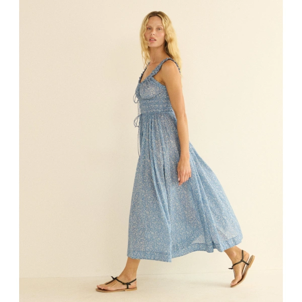 Doen Emmaretta Dress in Blue Garden Bloom | Midi Dresses | Coveti, view 5