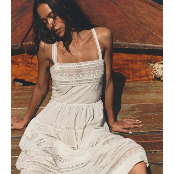 Doen Esmée Dress in Salt | Midi Dresses | Coveti, view 2