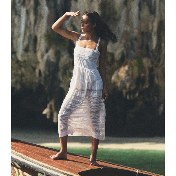 Doen Esmée Dress in Salt | Midi Dresses | Coveti, view 3