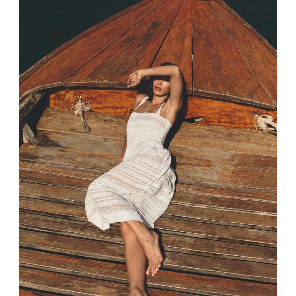 Doen Esmée Dress in Salt | Midi Dresses | Coveti, view 4