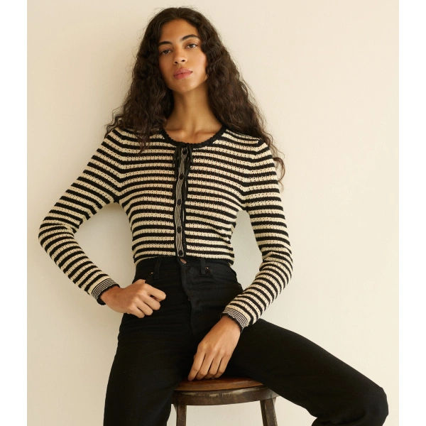 Doen Everlyn Cardigan in Sidonie Stripe | Cardigans | Coveti, view 2