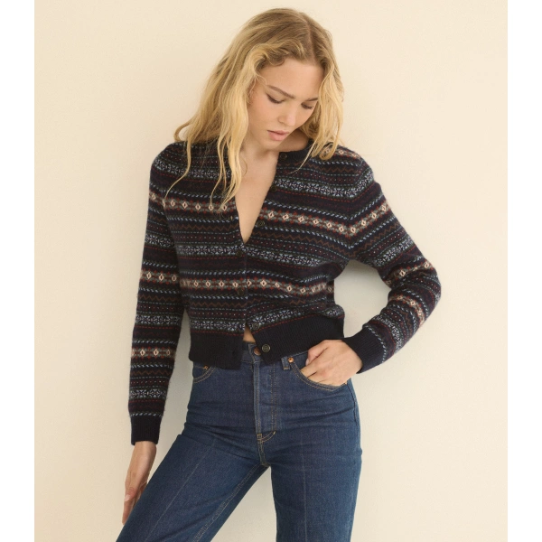 Doen Faustine Cardigan in Navy Dashwood Fair Isle | Cardigans | Coveti, view 2