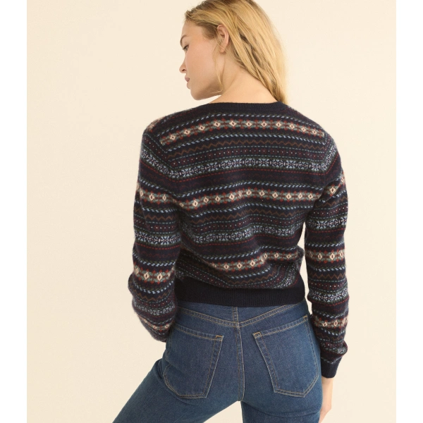 Doen Faustine Cardigan in Navy Dashwood Fair Isle | Cardigans | Coveti, view 3