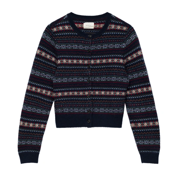 Faustine Cardigan in Navy Dashwood Fair Isle