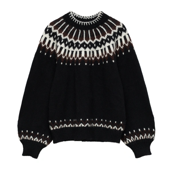 Field Sweater in Black Aberdeen Fair Isle