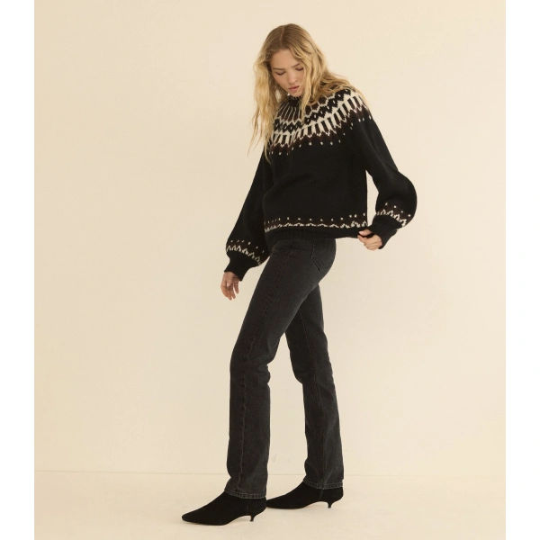 Doen Field Sweater in Black Aberdeen Fair Isle | Sweaters | Coveti, view 4