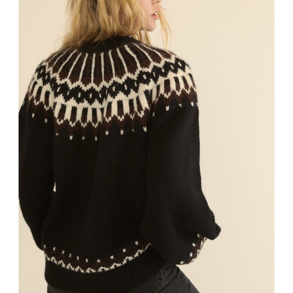 Doen Field Sweater in Black Aberdeen Fair Isle | Sweaters | Coveti, view 6