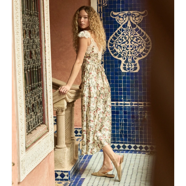 Doen Fiona Dress in Cerise et Fleur | Midi Dresses | Coveti, view 4