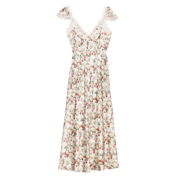 Fiona Dress in Cerise et Fleur