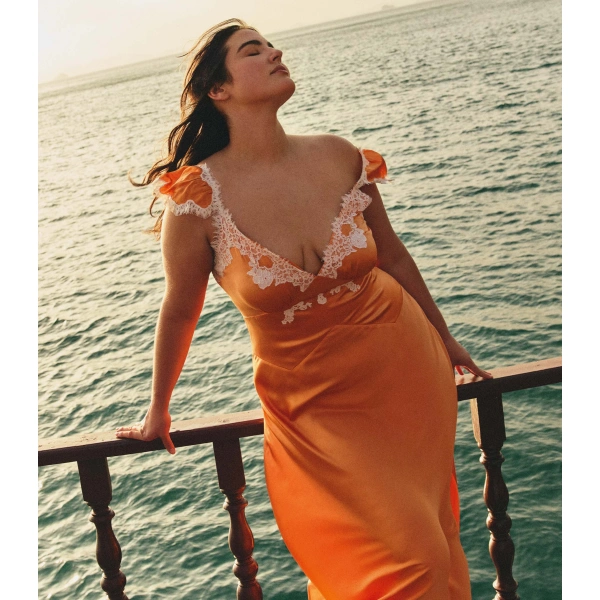 Doen Fiona Dress in Tangerine | Midi Dresses | Coveti, view 2