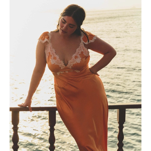 Doen Fiona Dress in Tangerine | Midi Dresses | Coveti, view 3