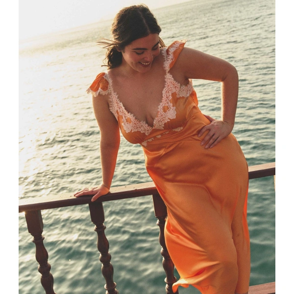 Doen Fiona Dress in Tangerine | Midi Dresses | Coveti, view 4